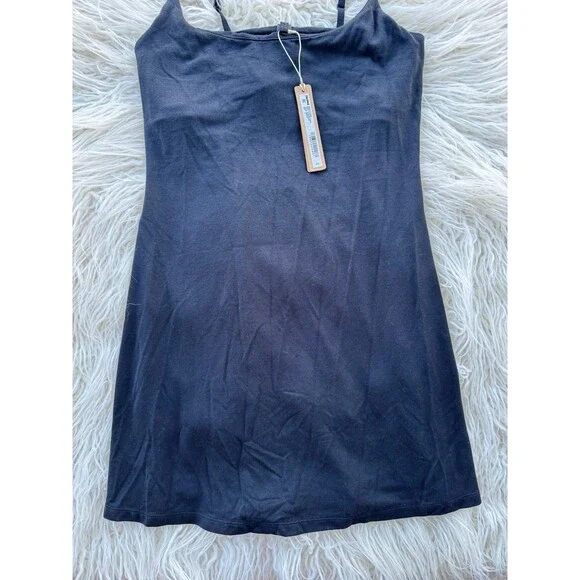 Skims Smooth Lounge Skimpy Strap Scoop Neck Mini Dress Obsidian Size Small - Picture 5 of 11